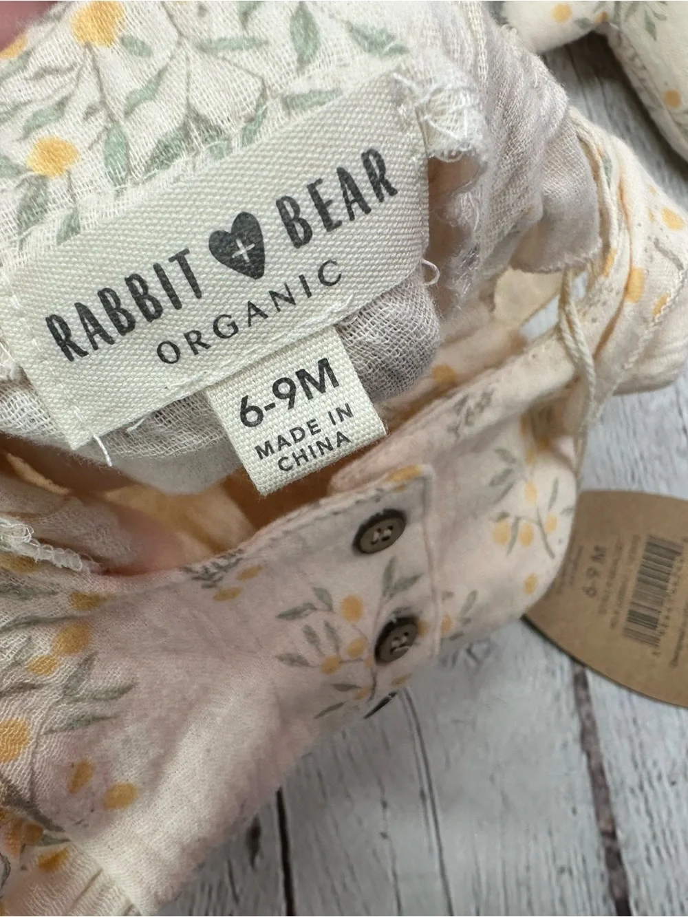 Rabbit & Bear Cream Floral Baby One-Piece Bodysuit